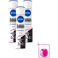 Nivea 3 x Déodorant spray Black & White Invisible Clear, 150 ml - Pack économique - 3 pièces