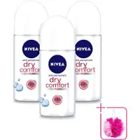 Nivea 3 déodorants roll-on Dry Comfort - Sans alcool - 50 ml - Pack économique - 3 pièces
