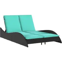 vidaXL Chaise longue avec coussin Noir 114x205x73 cm Poly rotin