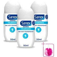 Sanex 3 déodorants roll-on Dermo Tolerance, 50 ml - Lot de 3