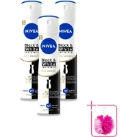 Nivea 3 déodorants spray Black & White, invisibles et à la texture soyeuse, format 150 ml - Pack économique - 3 pièces