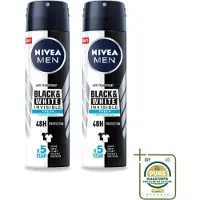 Nivea 2 x Déodorant spray MEN Black & White Invisible Fresh, 150 ml - Pack de 2