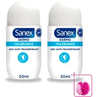 Sanex 2 déodorants roll-on Dermo Tolerance, 50 ml - Lot de 2