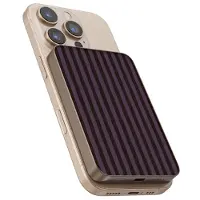 Selencia Powerbank Vivid 5 000 mAh - Convient pour MagSafe et Qi - Desert Gold / Bonbon Stripe Blueberry