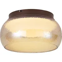 QAZQA Plafonnier Art Déco marron avec verre ambré incl. LED dimmable en 3 étapes - Thimble