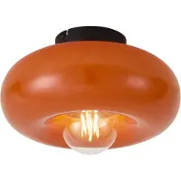 QAZQA Plafonnier rétro noir avec verre orange 30 cm - Glaze