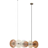 QAZQA Suspension Art Déco Bronze avec Verre Ambré Droite 8 Lumières - Text