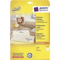 Avery Etiquettes universelles 6119 Avery, ultragrip, 210 x 297 mm, 25 + 5 feuilles