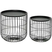 Aosom - Lot de 2 tables basses et d'appoint de style scandinave avec espace de rangement