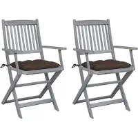 vidaXL Chaises de jardin pliantes 2 pcs. avec coussin en bois massif d'acacia