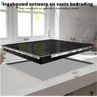 OEM Plaque à induction 3 zones - Encastrable 59 cm - Fonctionnement autonome - 3 zones de cuisson - Avec cadre - Économe en énergie - Design moderne - Économe en énergie