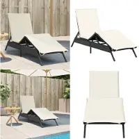 vidaXL Chaise longue avec support Noir Poly-Rattan
