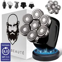 Sansbeauté Rasoir 6-en-1 pour homme - Tondeuse - Tondeuse - Skull Sharp PRO - Rasoir électrique pour le visage et la tête - Rasage de la tête - Wet & Dry - Chargement sans fil - Électrique