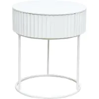 En.casa Table d'appoint 'Rill' avec tiroir rond châssis métallique 46 x Ø40 cm blanc