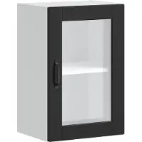 DKD Home Decor Armoire de cuisine suspendue avec porte vitrée Porto Noir