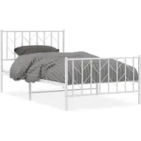 vidaXL Cadre de lit avec tête et pied de lit en métal blanc 100x200 cm