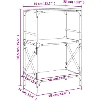 vidaXL Bibliothèque à 3 niveaux chêne fumé 59x35x90,5 cm