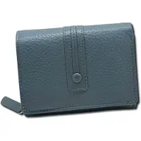 Florence Portefeuille en cuir, couleur bleu gris, dimensions 9x12x3 cm, modèle OPF106H3, marque Florence Damen