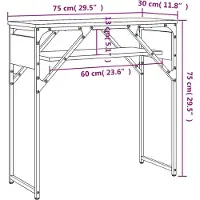 vidaXL Table console avec étagère chêne fumé 75x30x75 cm