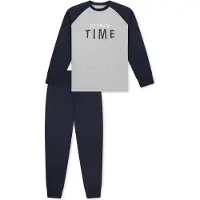Schiesser Pyjama 'Nightwear' bleu foncé / gris chiné
