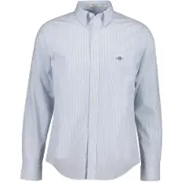 Gant pour homme. 3262030 Chemise en popeline Regular Fit rayures bleu clair (L), Casuel, Coton, Classique, Manche longue