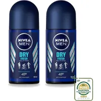 Nivea 2 x Déodorant roll-on MEN Dry Fresh, 50 ml - Pack de 2