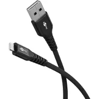 Goobay 74509 Lightning vers USB-A Câble textile supersoft avec connecteurs métalliques, 3 m, 3 m, noir - Câble de charge et de synchronisation élégant et extra-robuste, MFi, pour Ap