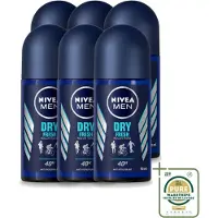 Nivea 6 x Déodorant roll-on MEN Dry Fresh, 50 ml - Pack économique - 6 pièces