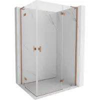 Mexen Mist-H L Duo cabine de douche pivotante 115 x 120 cm, transparent, cuivre brossé - 8A5L-115L-120P-65-00
