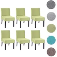Mendler 6x chaise de salle à manger HWC-F61, fauteuil lounge, tissu/textil vert