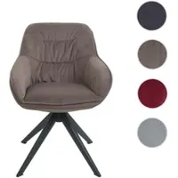 Mendler Lot de 6 chaises de salle à manger HWC-K28, chaise de cuisine rembourrée Chaise avec accoudoirs, pivotante, métal tissu/textile marron
