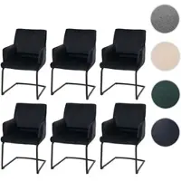 Mendler Ensemble de 6 chaises pivotantes HWC-N60, chaises pour salle à manger ou cuisine, revêtues en tissu, couleur anthracite-bleu