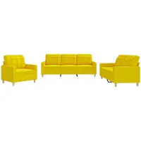 vidaXL Ensemble de canapés 3 pièces avec coussins Tissu jaune clair