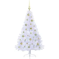 vidaXL Sapin de Noël artificiel avec 150 LED Blanc 150 cm PVC et Acier