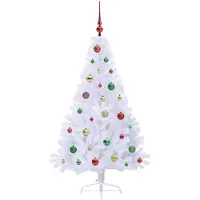 vidaXL Sapin de Noël artificiel avec 150 LED Blanc 150 cm PVC et Acier