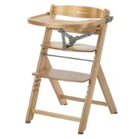 Bebeconfort Timba 2 Chaise haute évolutive, 6+ mois, jusqu'à 110 kg, chaise haute ergonomique en bois pour bébés et enfants, s'adapte à presque toutes les tables à manger, bois naturel