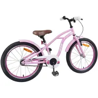 vidaXL Vélo enfant 18 pouces pour enfants de 5 à 7 ans Rose clair