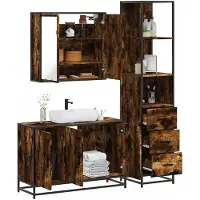 vidaXL Ensemble de meubles de salle de bain 3 pièces chêne fumé bois composite