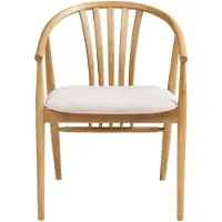 Ebuy24 Asti chaise de salle à manger avec accoudoirs, chêne naturel, tissu couleur sable.