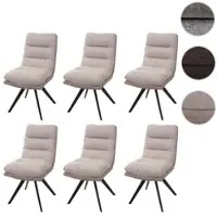 Mendler Lot de 6 chaises de salle à manger HWC-G66, chaise de cuisine pivotante Auto-Position tissu/textile crème