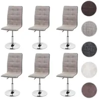 Mendler Lot de 6 chaises de salle à manger HWC-C41, chaise de cuisine, pivotante et réglable en hauteur, tissu/textile crème-gris
