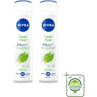Nivea 2 x Déodorant spray Fresh Pure - sans aluminium - 150 ml - Pack économique - 2 pièces