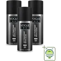 Vogue 3 vaporisateurs déodorants anti-transpirants Men Mystic Black, 150 ml - Lot de 3