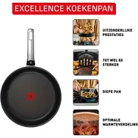 Tefal Excellence G3200802, Poêle ronde polyvalente, Noir, Aluminium, Indicateur de température, Revêtement céramique, Électrique, Gaz, Halogène, Induction, Fond hermétique
