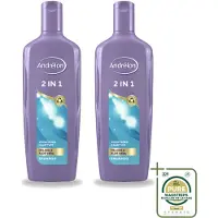 Unilever 2 x Shampoo et après-shampooing 2 en 1 Andrélon, formule melon et aloe vera, 300 ml - Pack économique - 2 pièces