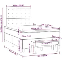 vidaXL Lit Boxspring avec matelas Noir 120x190 cm Tissu