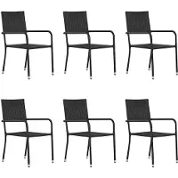 vidaXL Chaises de jardin 6 pcs. empilables noir Polyrattan
