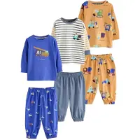 Next Pyjama bleu fumé / bleu foncé / miel / blanc