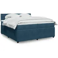 vidaXL Lit boxspring avec matelas bleu 200x200 cm velours