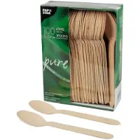 Papstar 86941 Cuillère à soupe jetable Cuillère à soupe jetable en bois (e) (500x)